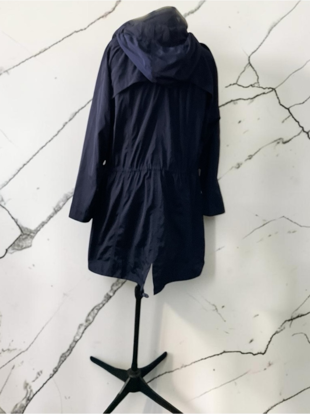Athleta Navy Hooded Jacket w/ Drawstring Waist P:26” L:38” - Picture 3 of 7